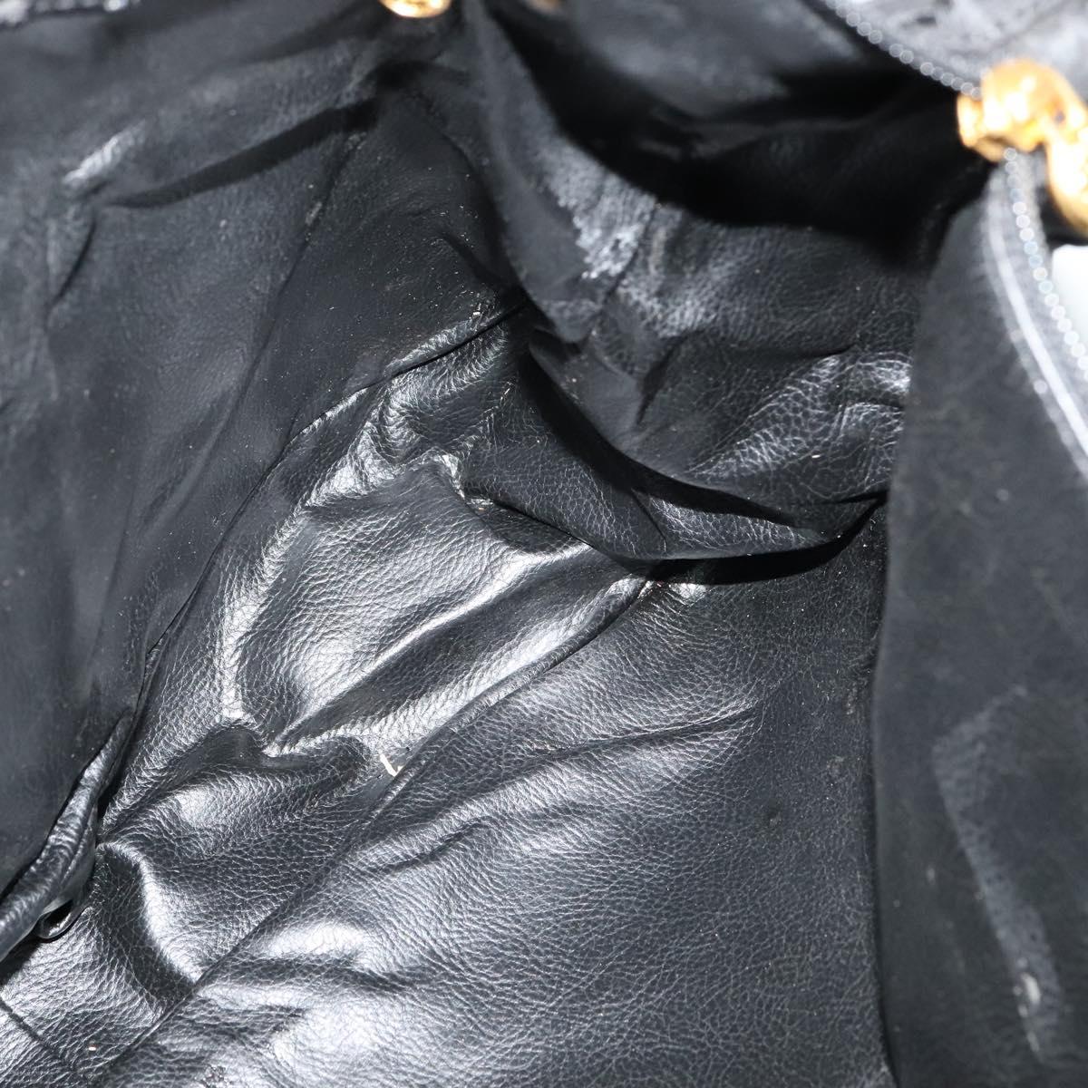 FENDI Shoulder Bag Nylon Black Gold Auth bs25587