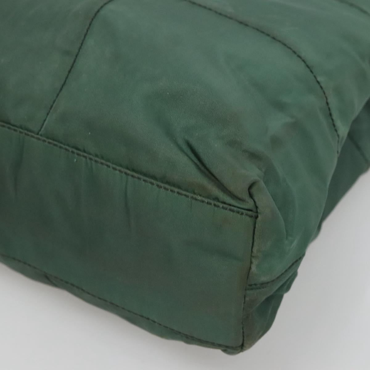 PRADA Shoulder Bag Nylon Green Silver Auth bs25592