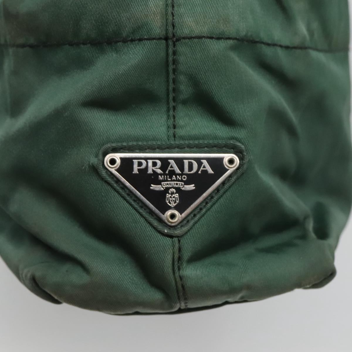 PRADA Shoulder Bag Nylon Green Silver Auth bs25592