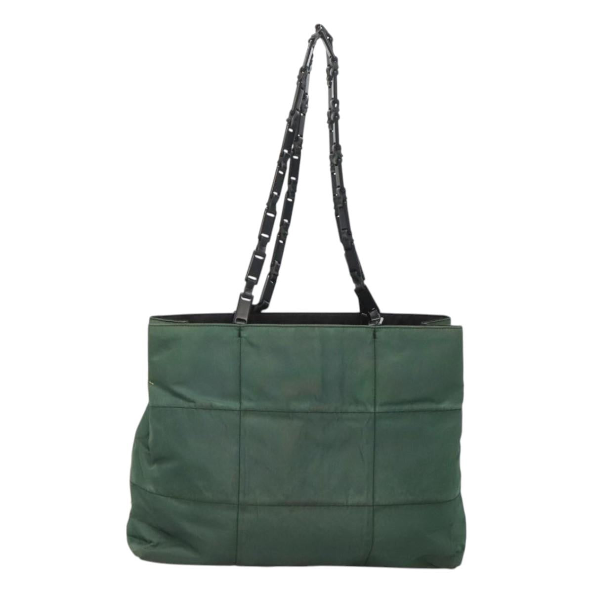 PRADA Shoulder Bag Nylon Green Silver Auth bs25592