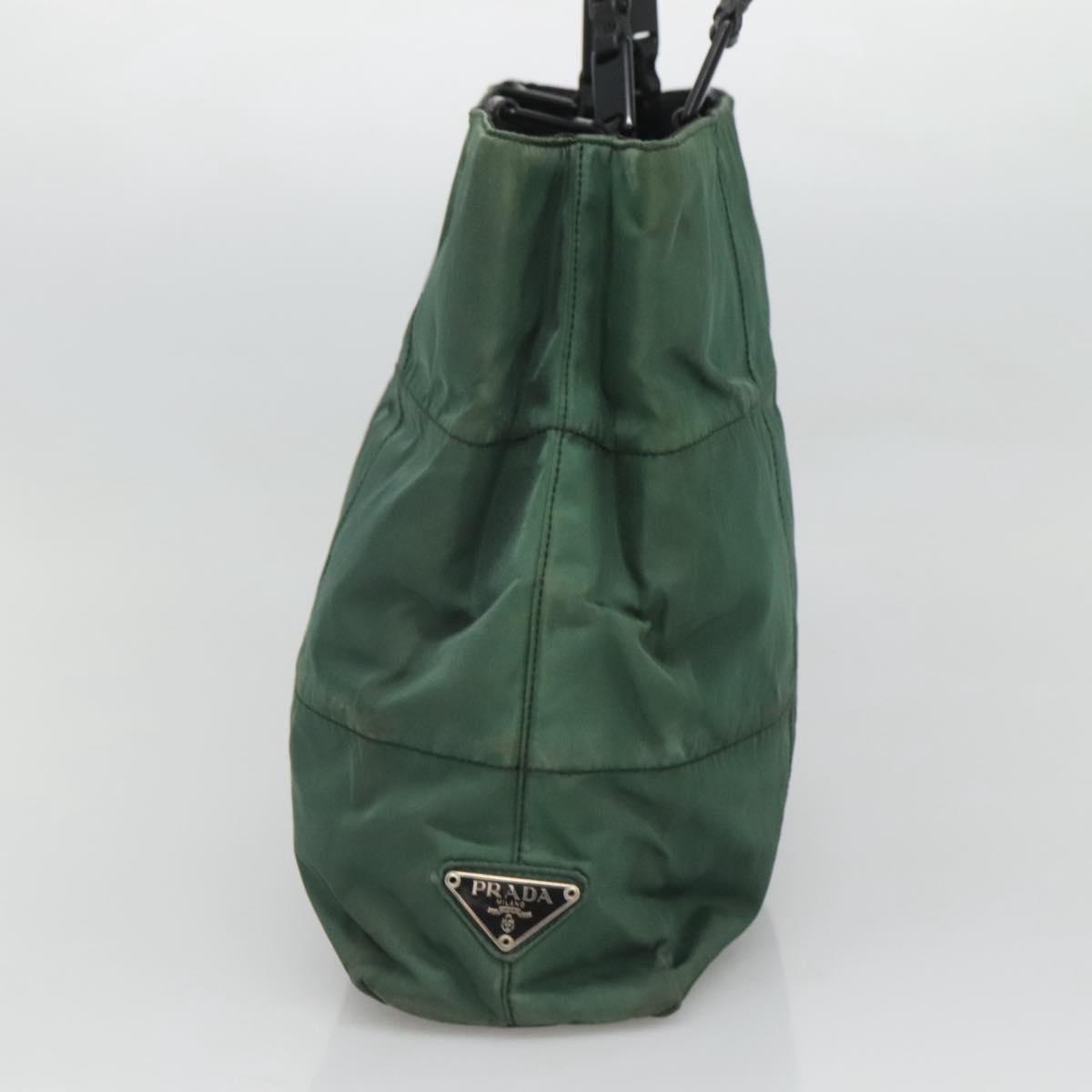 PRADA Shoulder Bag Nylon Green Silver Auth bs25592