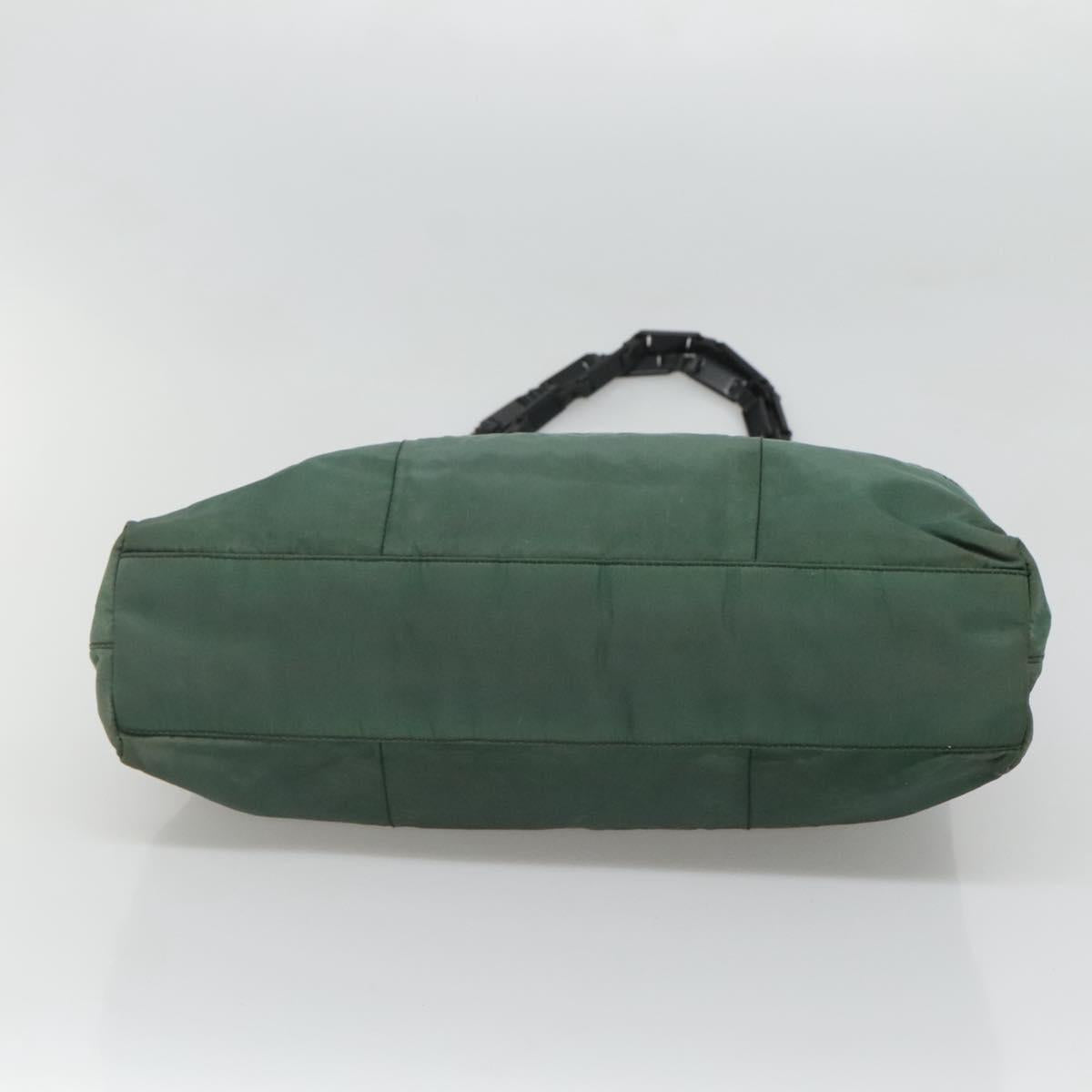 PRADA Shoulder Bag Nylon Green Silver Auth bs25592