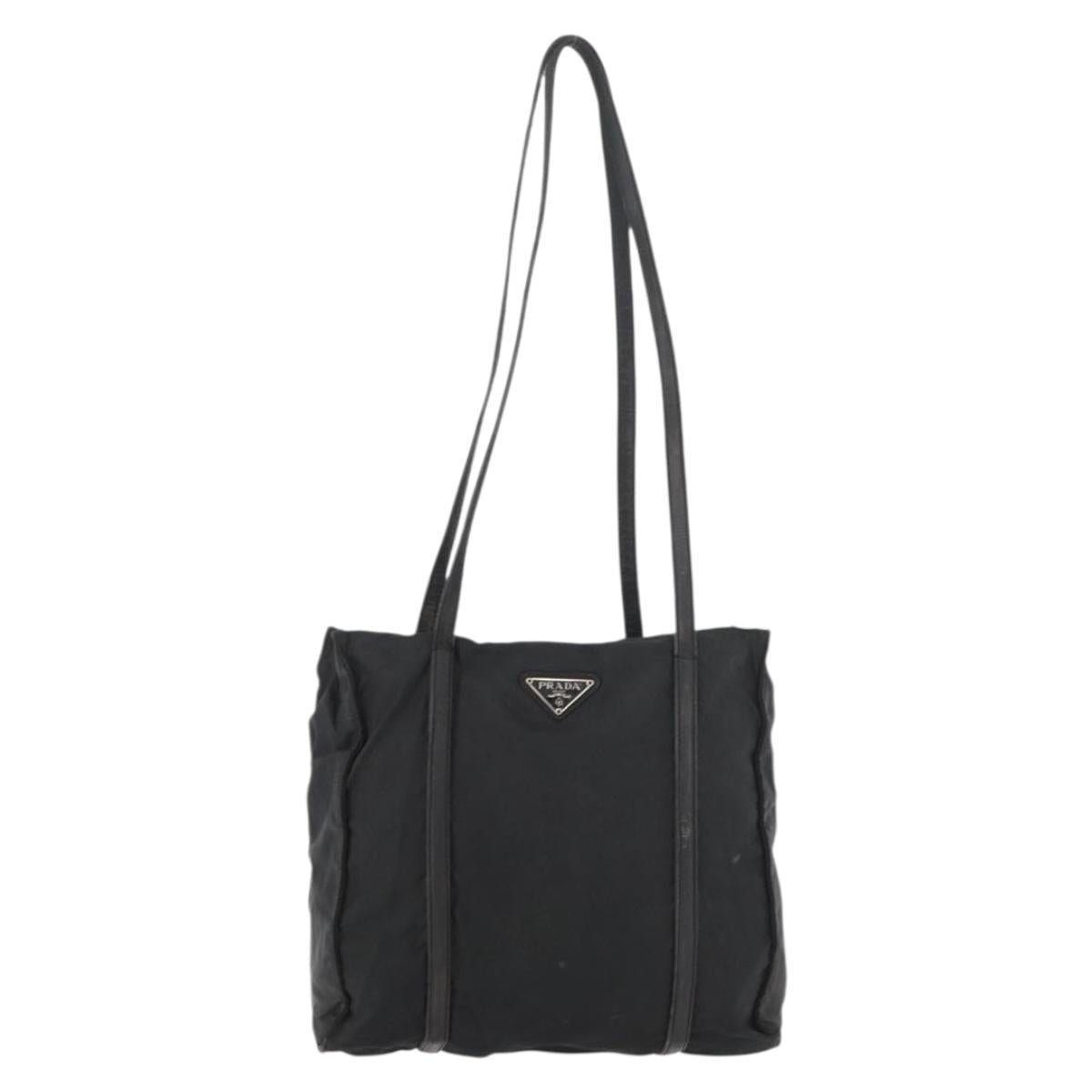 PRADA Shoulder Bag Nylon Black Silver Auth bs25600