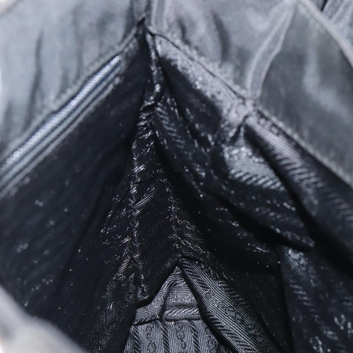 PRADA Hand Bag Nylon Black Gold Auth bs25607