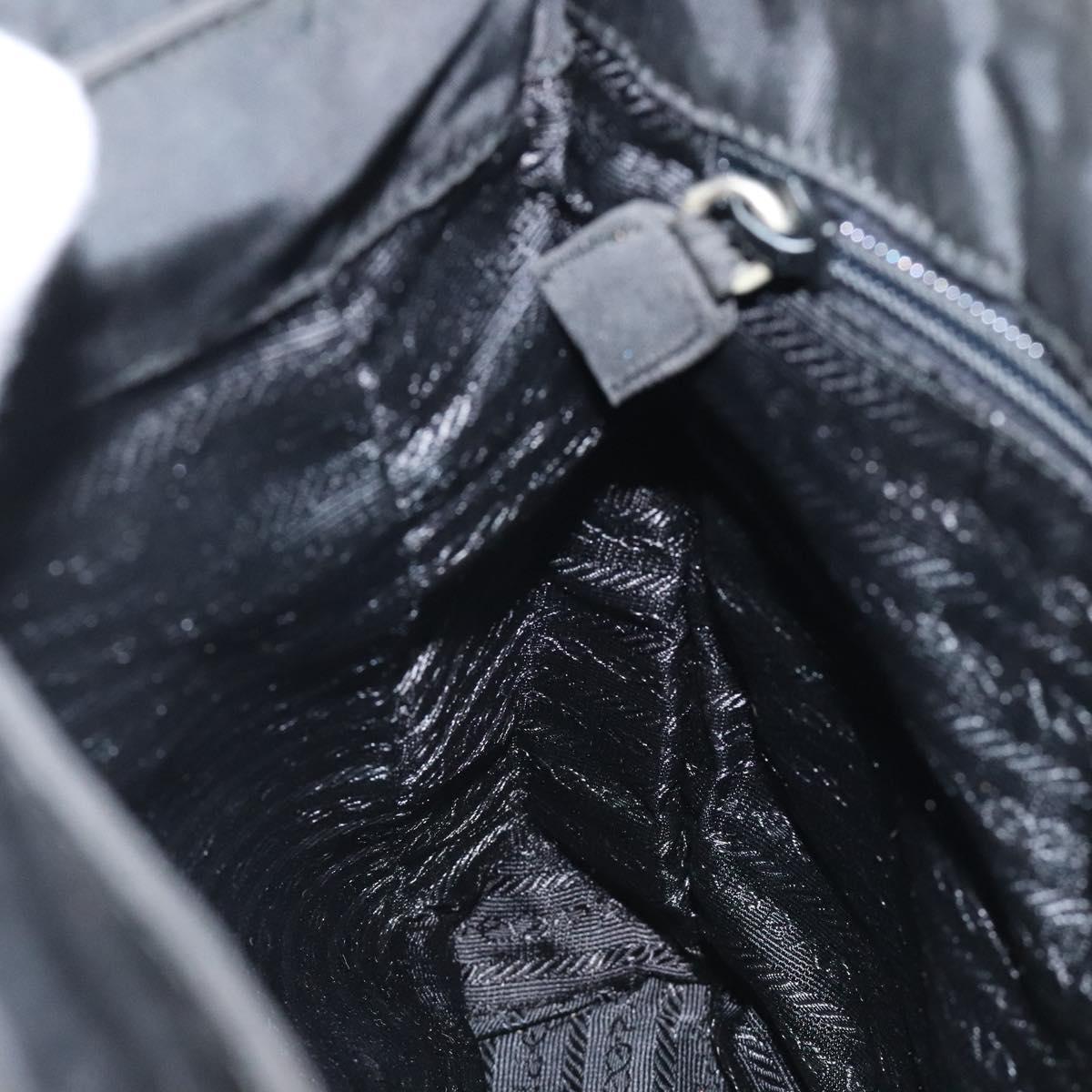 PRADA Hand Bag Nylon Black Gold Auth bs25607