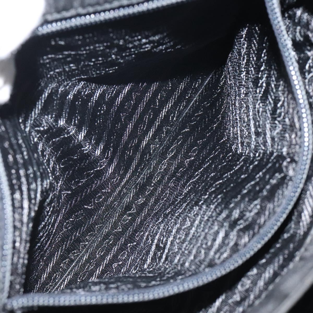 PRADA Hand Bag Nylon Black Gold Auth bs25607