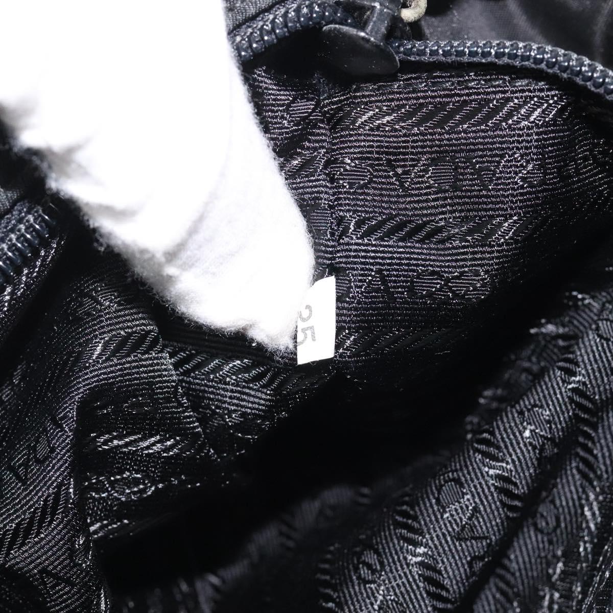 PRADA Hand Bag Nylon Black Gold Auth bs25607