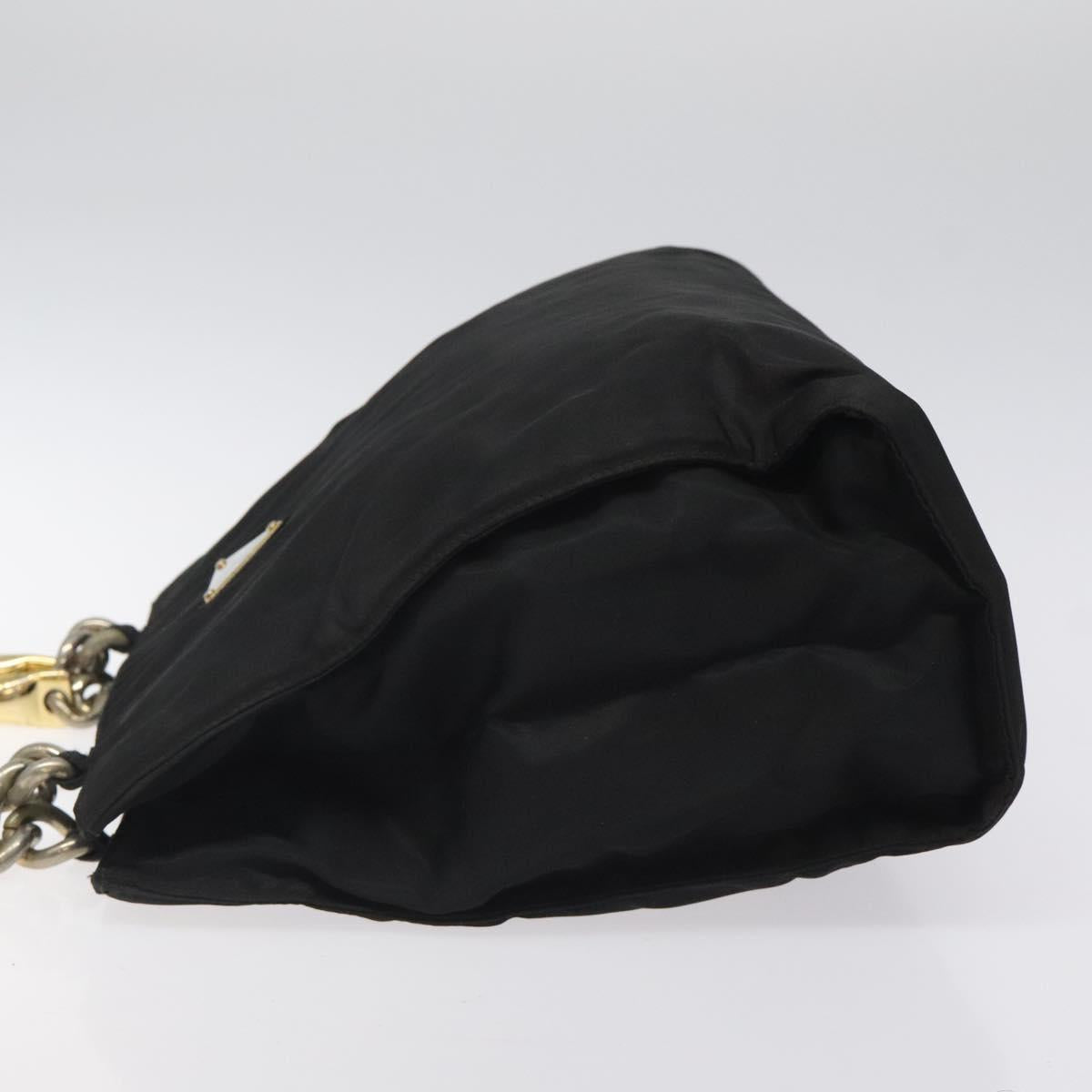 PRADA Hand Bag Nylon Black Gold Auth bs25607