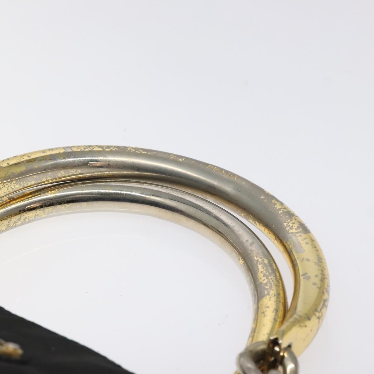 PRADA Hand Bag Nylon Black Gold Auth bs25607