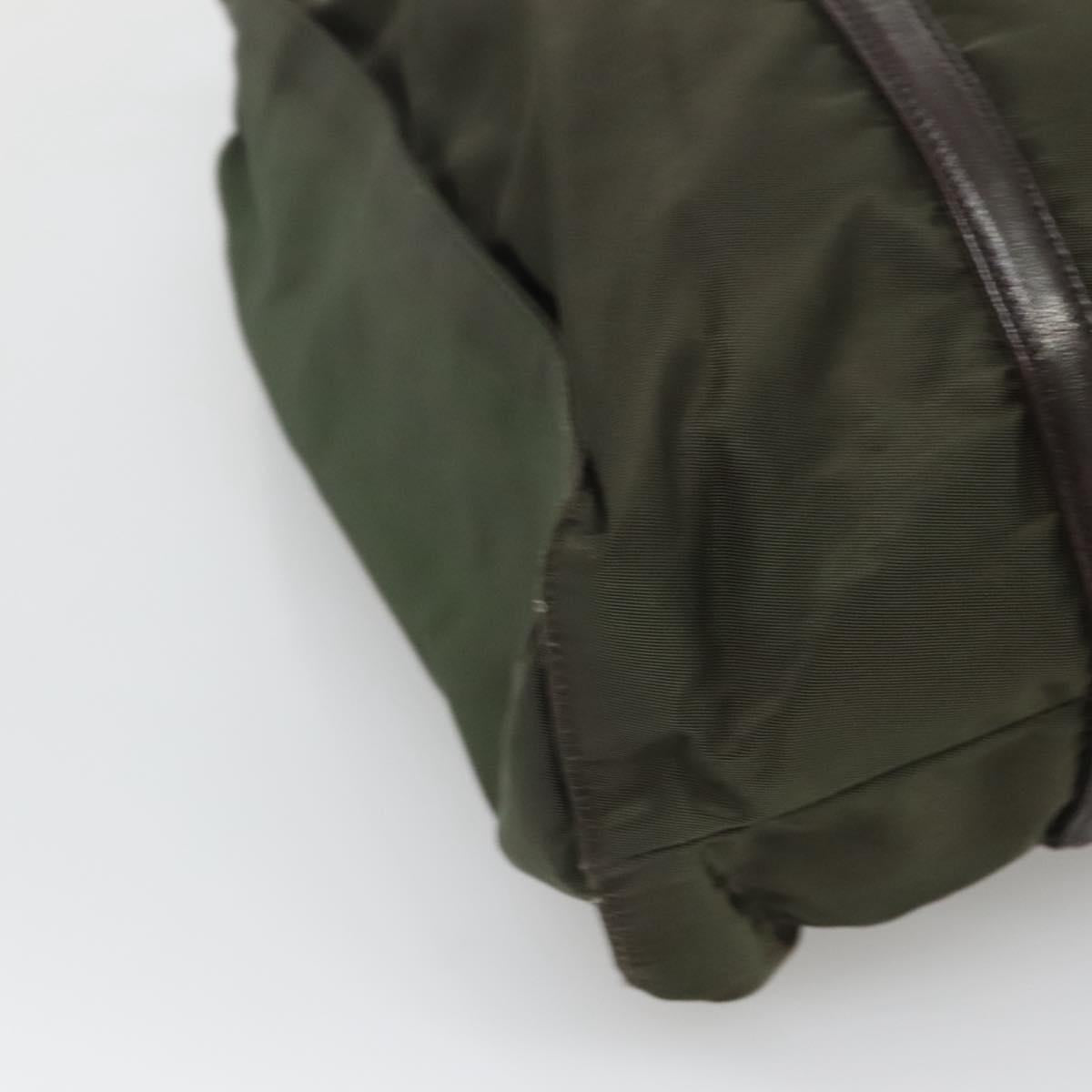 PRADA Shoulder Bag Nylon Khaki Silver Auth bs25613