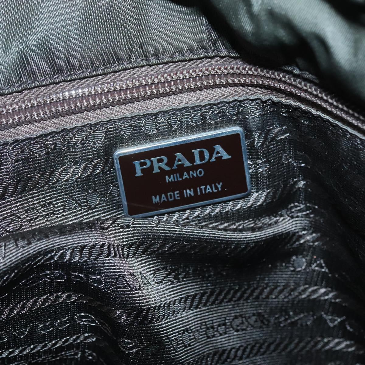 PRADA Shoulder Bag Nylon Khaki Silver Auth bs25613
