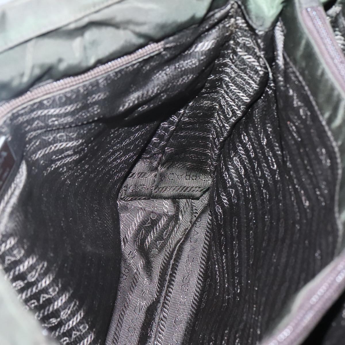 PRADA Shoulder Bag Nylon Khaki Silver Auth bs25613