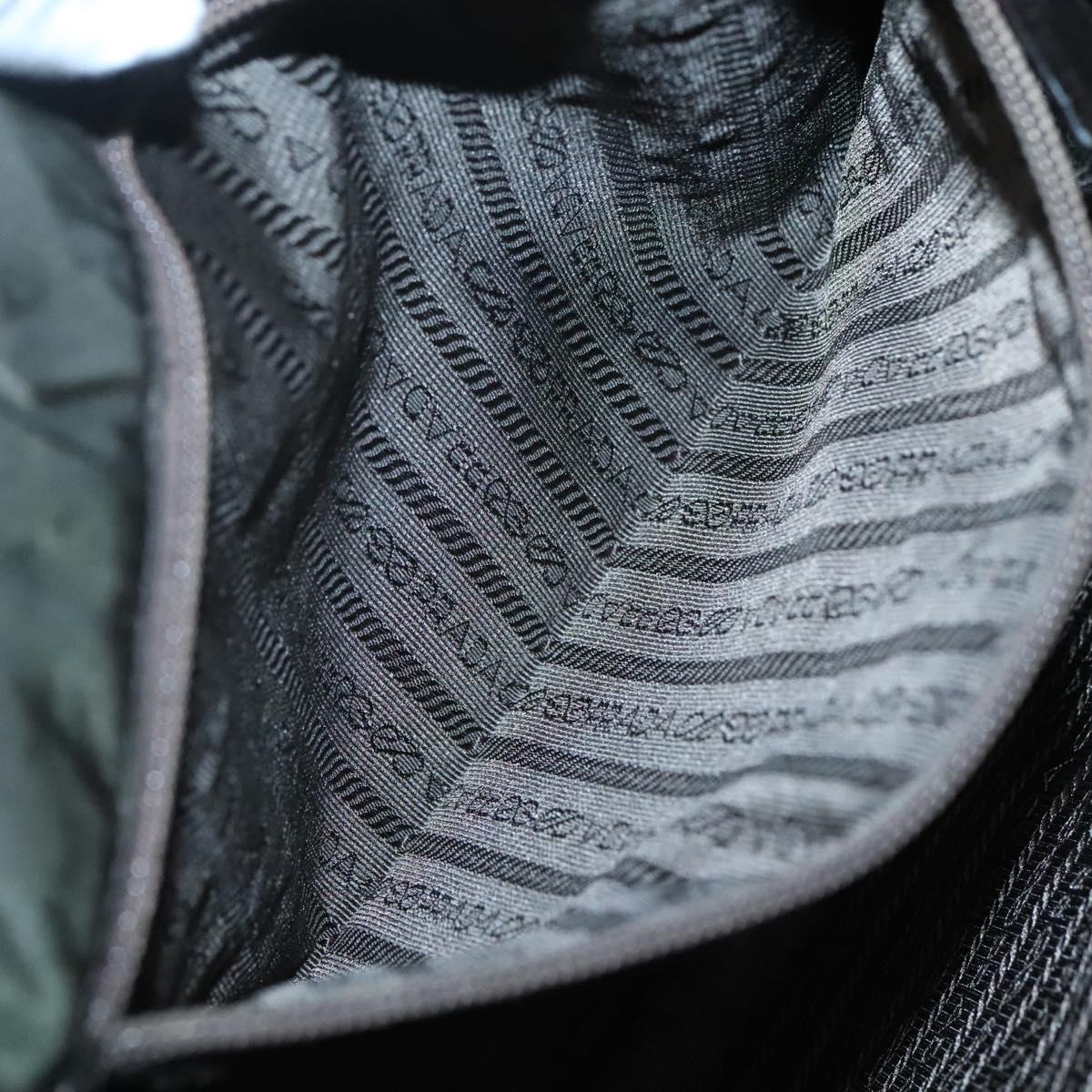 PRADA Shoulder Bag Nylon Khaki Silver Auth bs25613