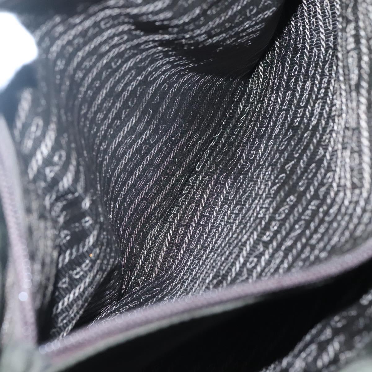 PRADA Shoulder Bag Nylon Khaki Silver Auth bs25613