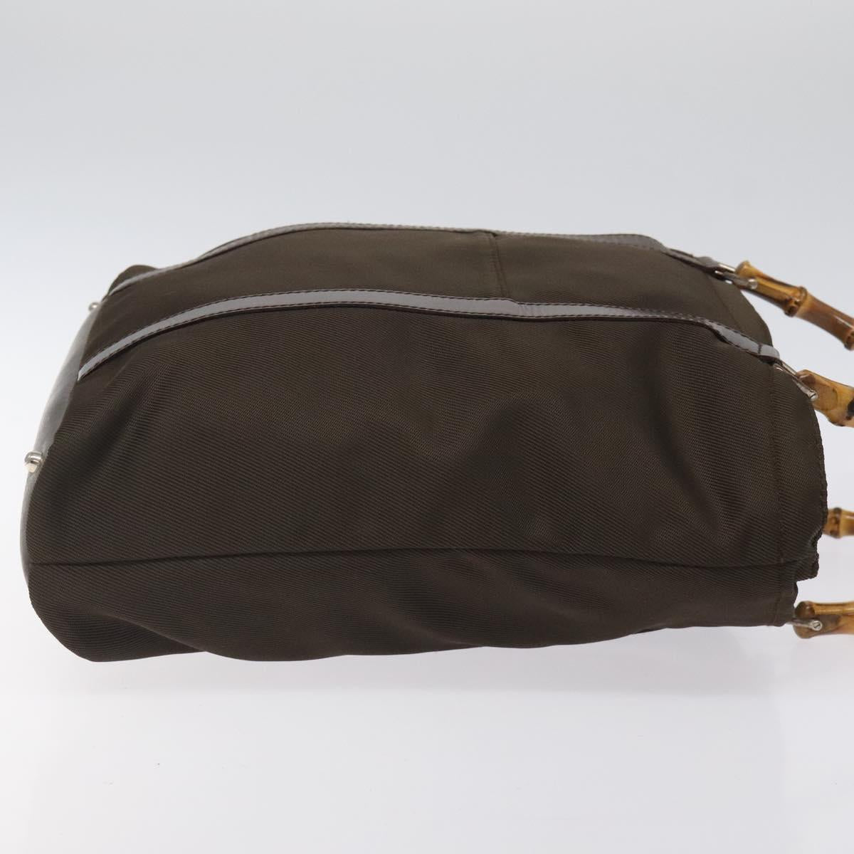GUCCI Bamboo Hand Bag Nylon Beige Silver 000 1998 0508 Auth bs25619