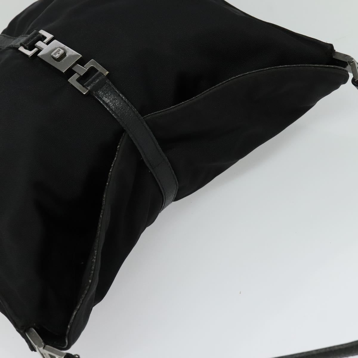 GUCCI Jackie Shoulder Bag Nylon Black Silver 001 3355 Auth bs25621
