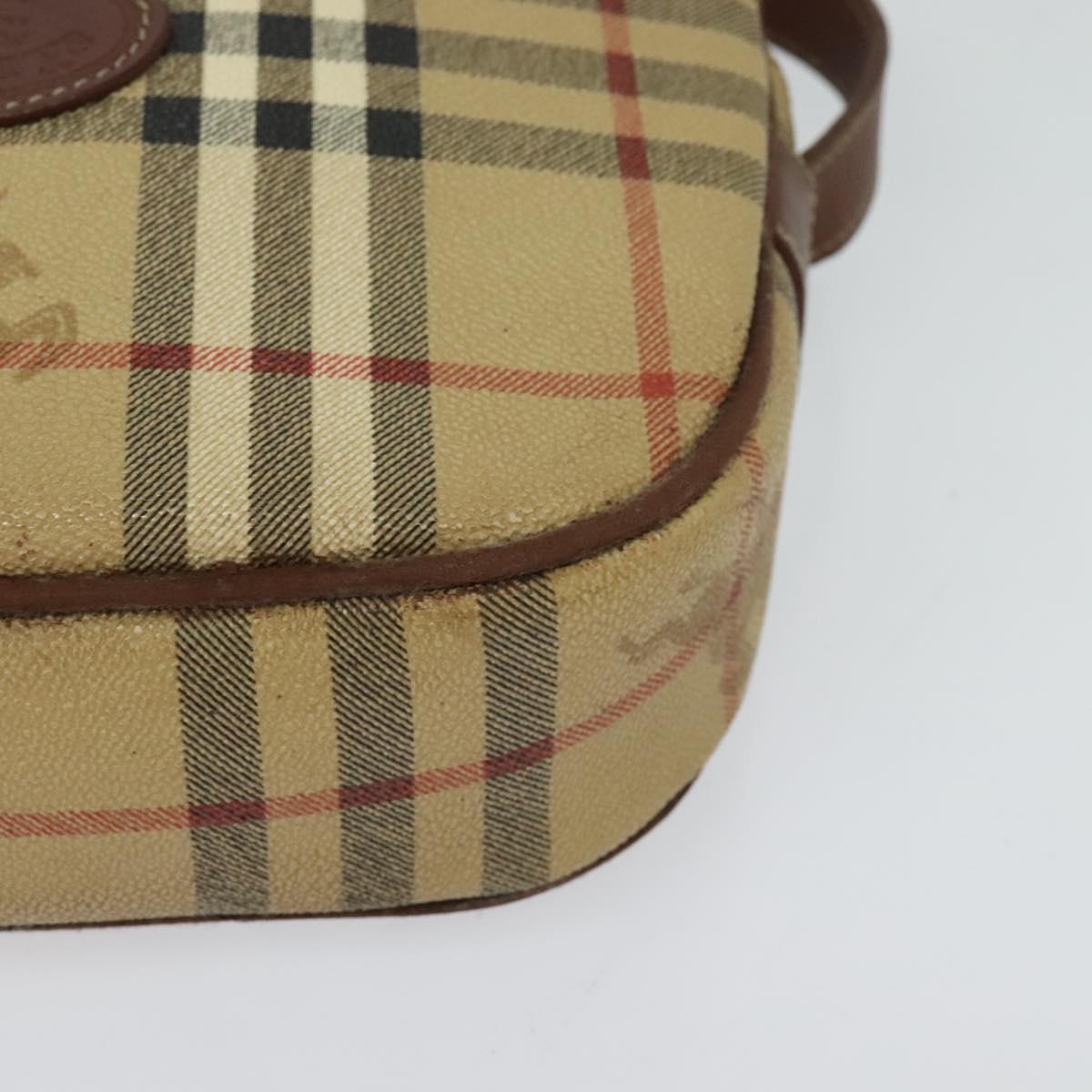 Burberrys Nova Check Shoulder Bag PVC Beige Auth bs25649