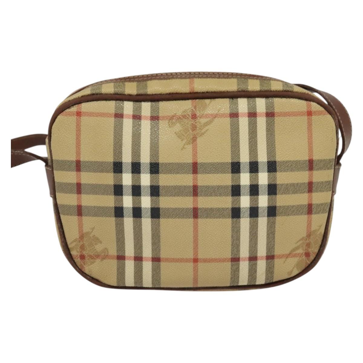 Burberrys Nova Check Shoulder Bag PVC Beige Auth bs25649