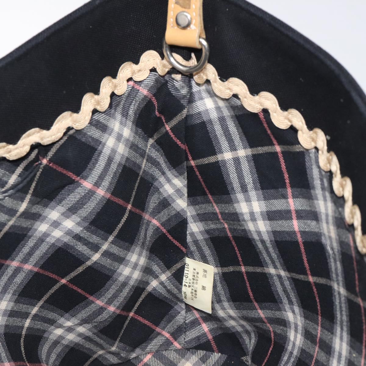 BURBERRY Blue Label Tote Bag Canvas Black Silver Auth bs25652