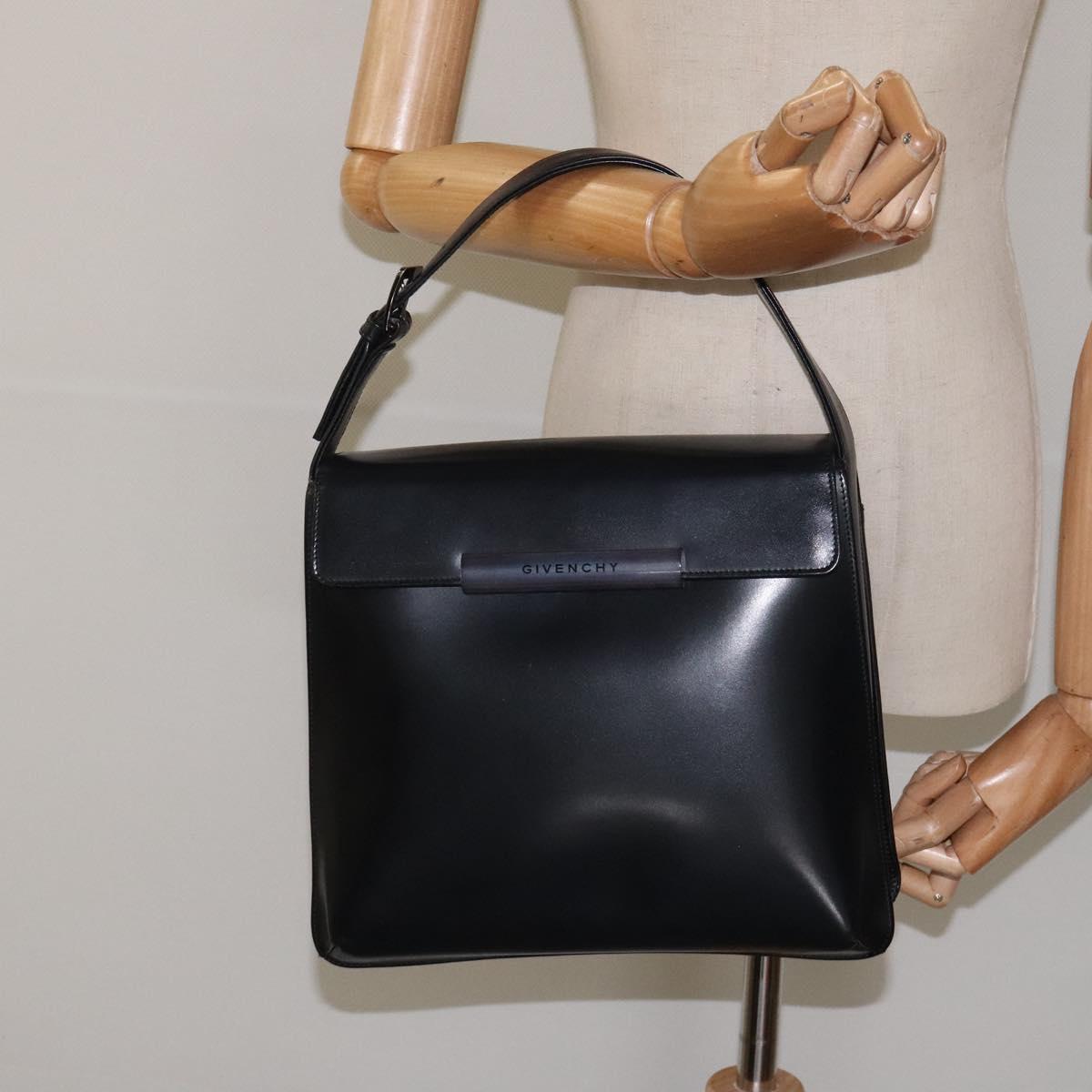 GIVENCHY Hand Bag Leather Black Auth bs25658