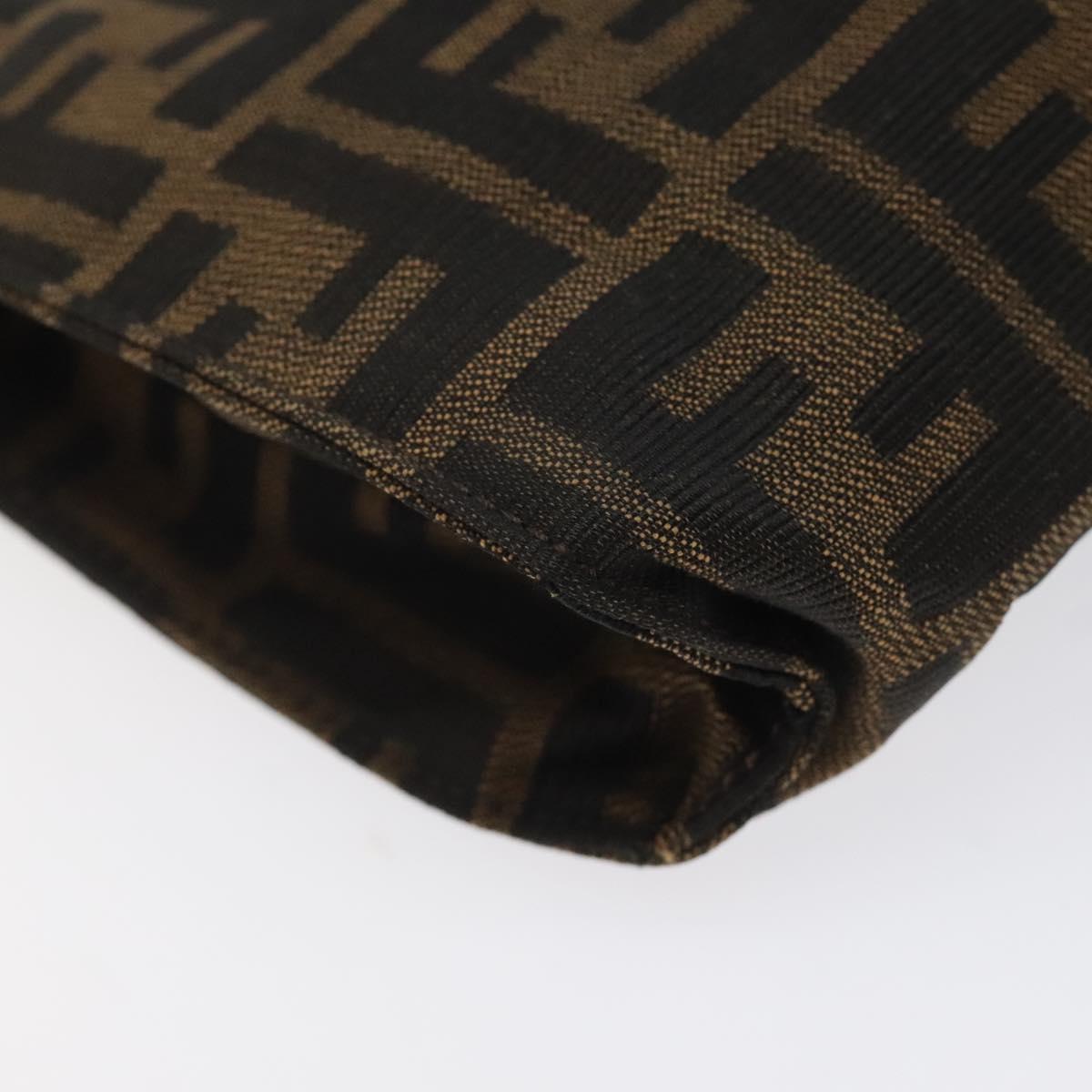 FENDI Zucca Canvas Pouch Black Brown Auth bs25659