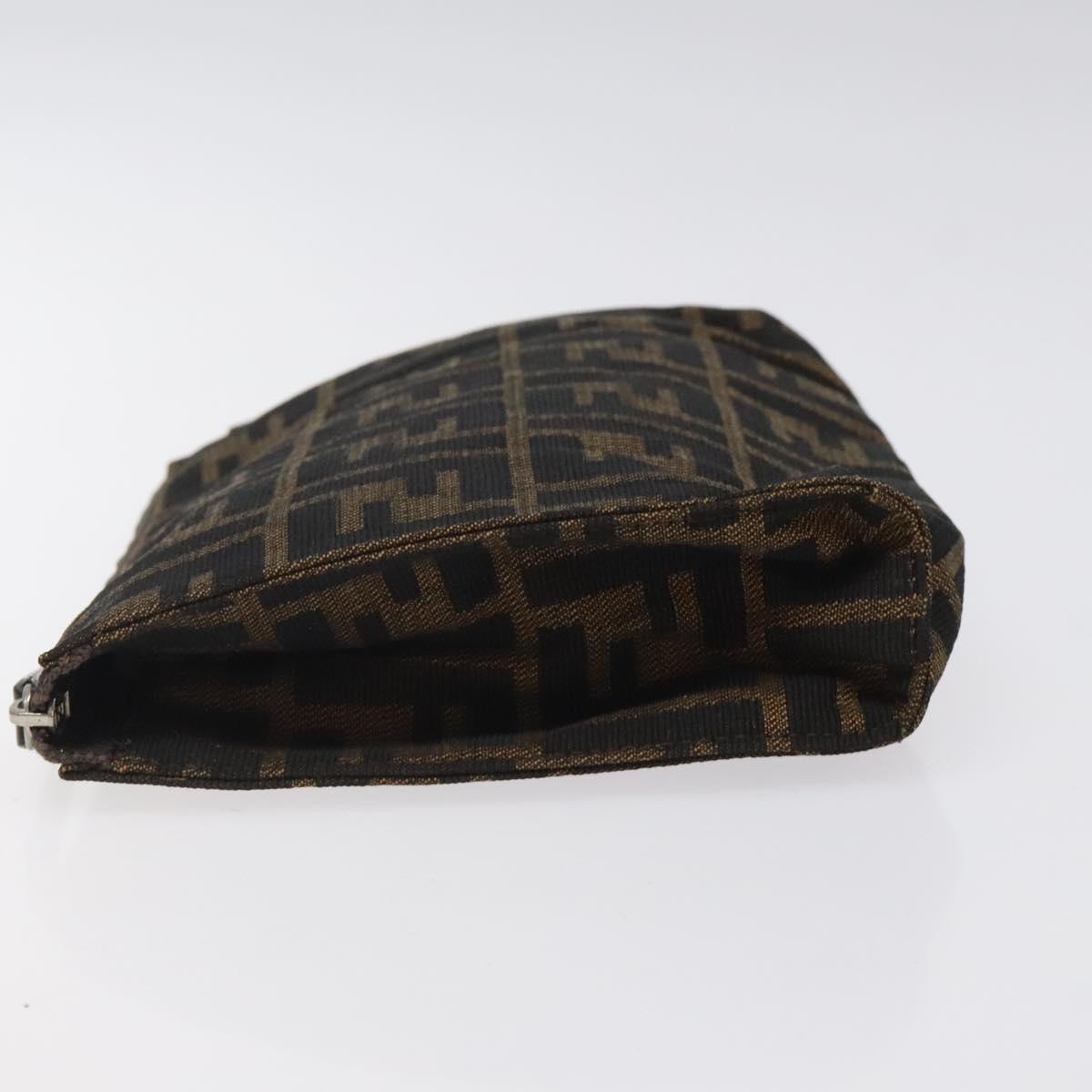FENDI Zucca Canvas Pouch Black Brown Auth bs25659
