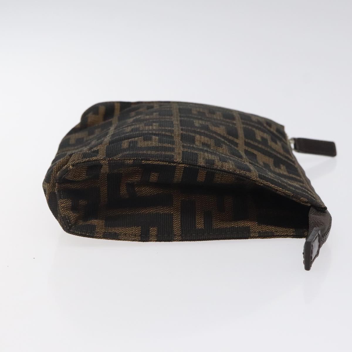 FENDI Zucca Canvas Pouch Black Brown Auth bs25659