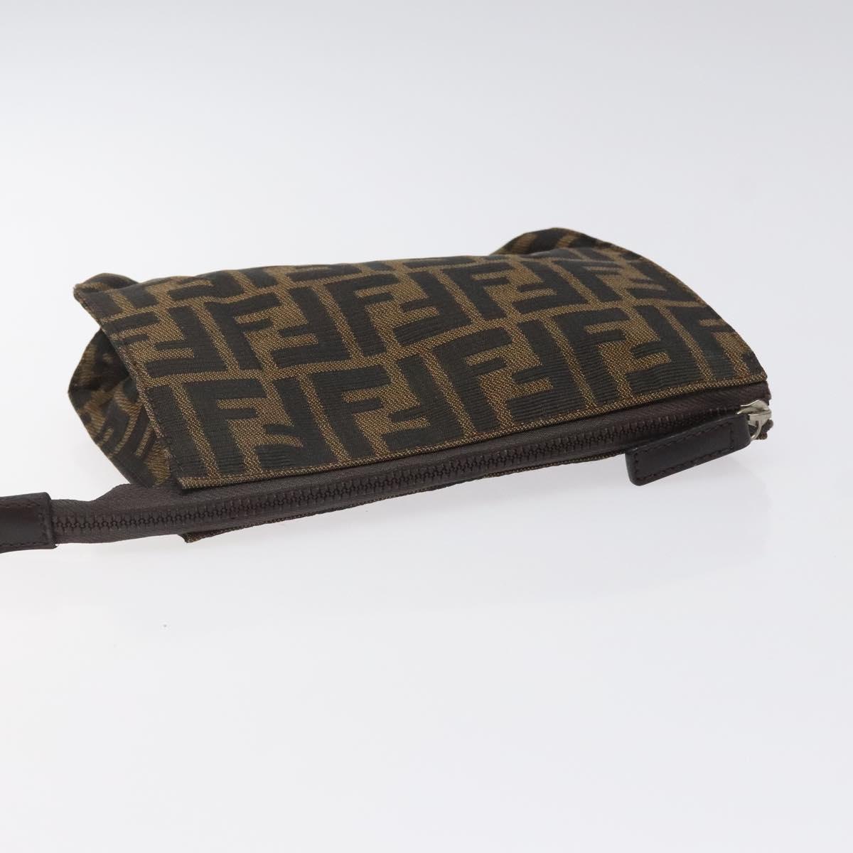 FENDI Zucca Canvas Pouch Black Brown Auth bs25659