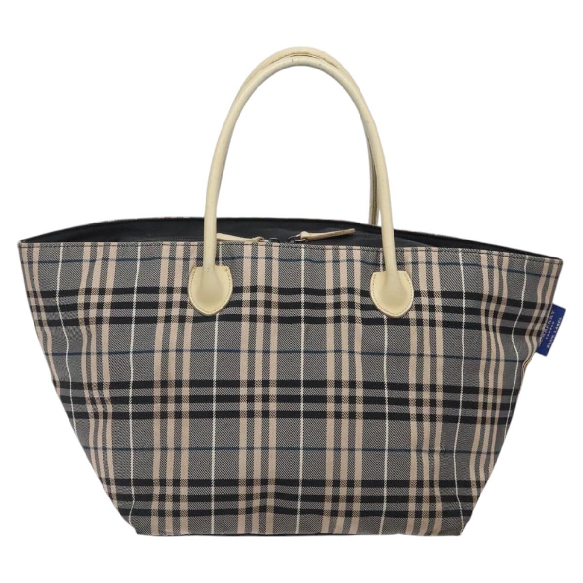 BURBERRY Nova Check Blue Label Hand Bag Canvas Navy Auth bs25668