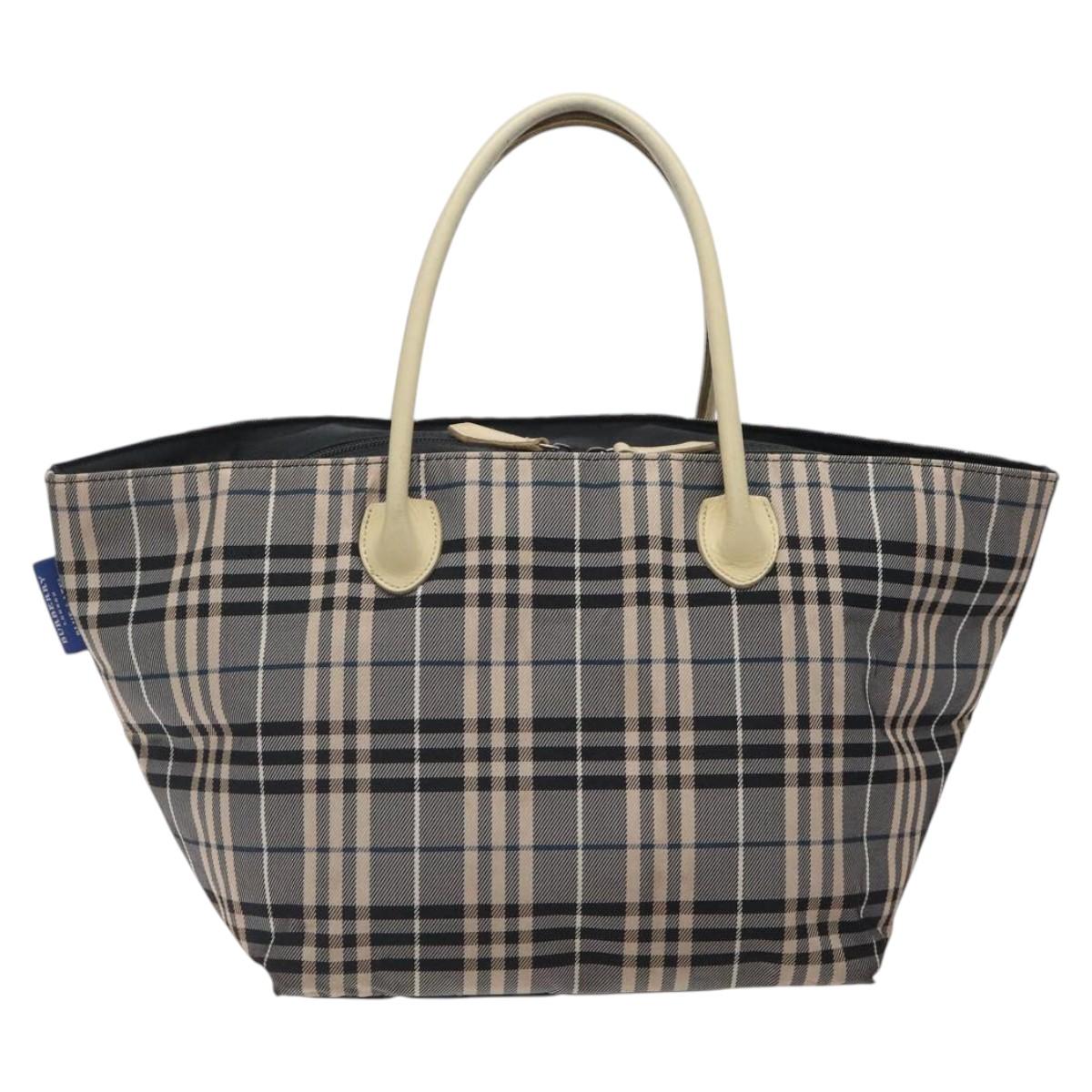 BURBERRY Nova Check Blue Label Hand Bag Canvas Navy Auth bs25668