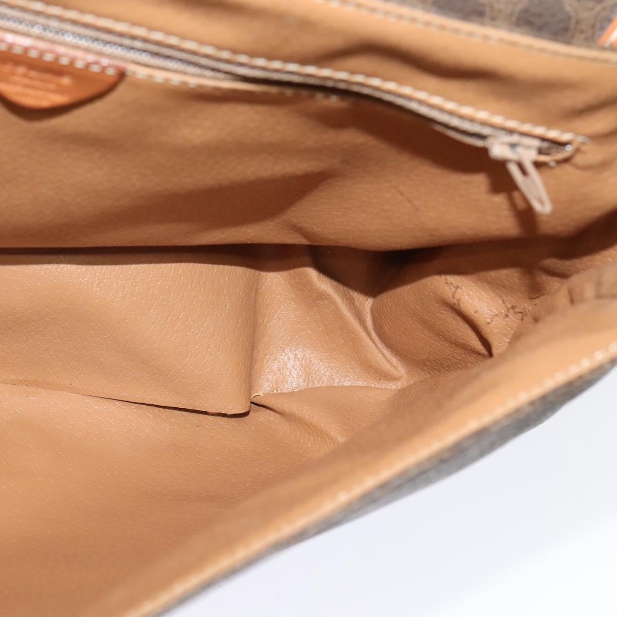 CELINE Macadam Canvas Shoulder Bag PVC Leather Brown Gold Auth bs25678