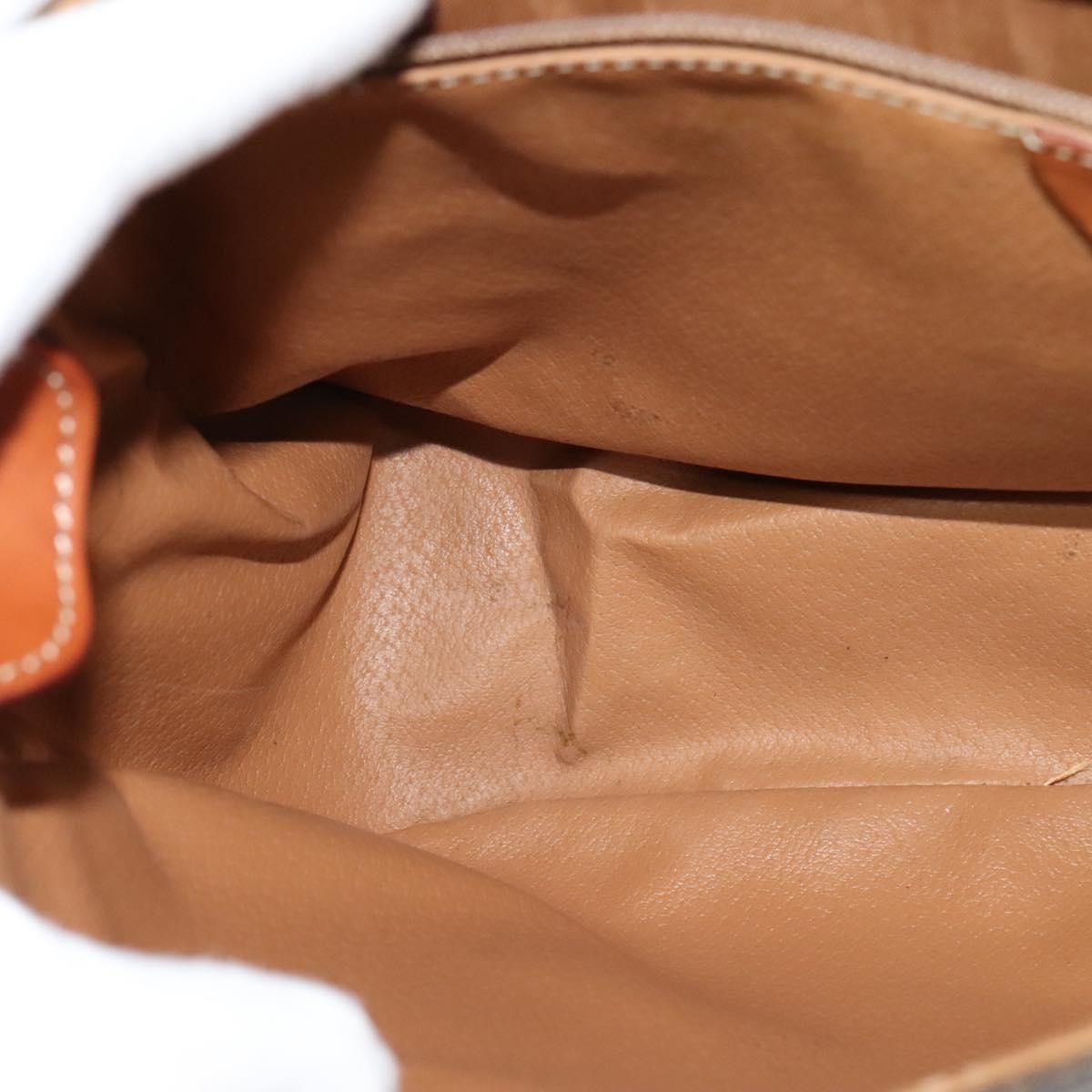 CELINE Macadam Canvas Shoulder Bag PVC Leather Brown Gold Auth bs25678