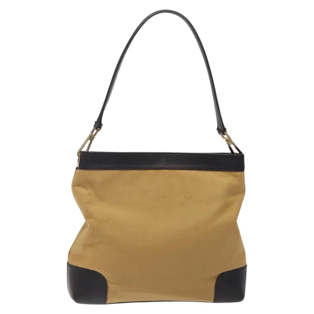 GUCCI Web Sherry Line Shoulder Bag Canvas Beige Gold 001 4231 Auth bs25687