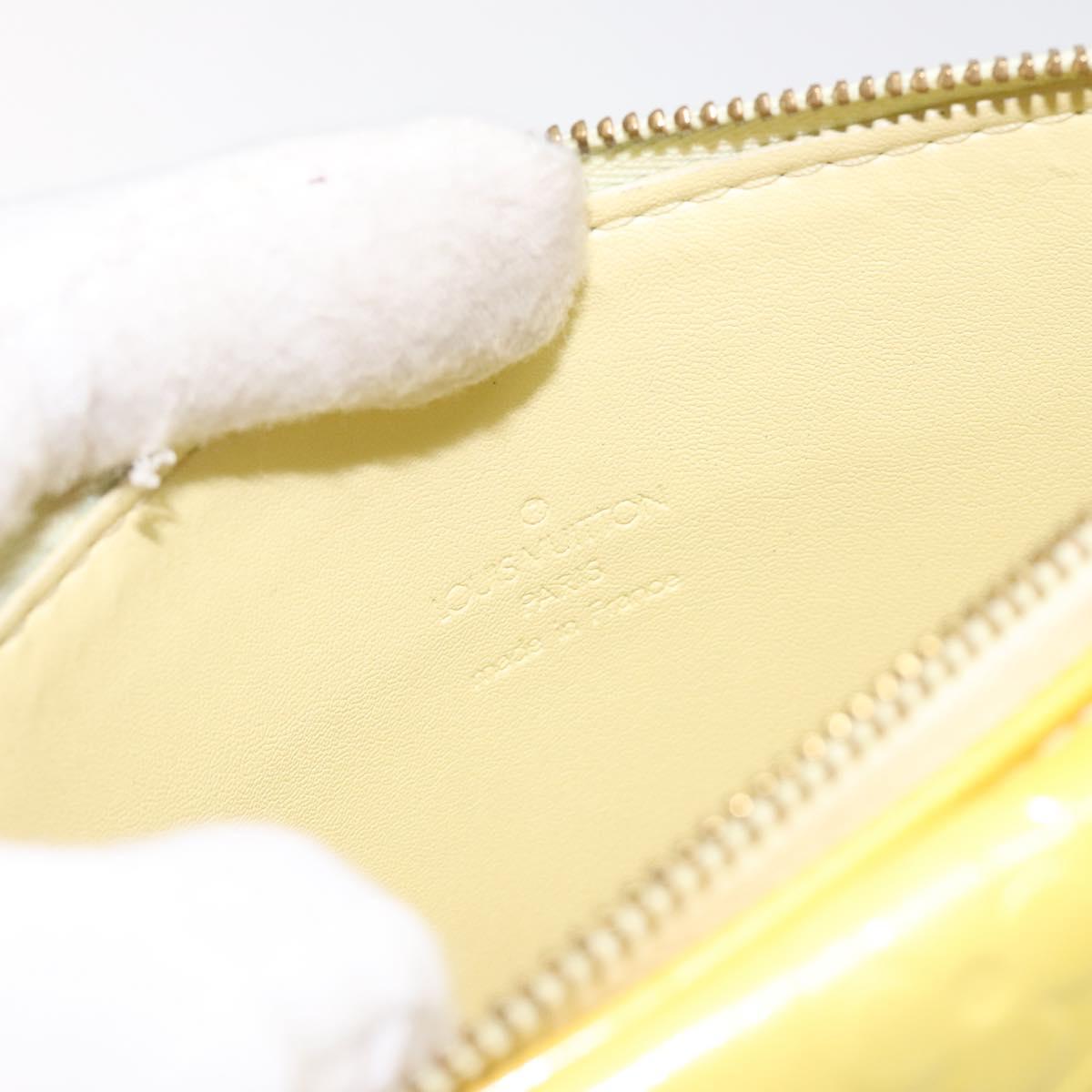 LOUIS VUITTON Monogram Vernis Motto Pouch Lime Yellow M91059 LV Auth bs25692