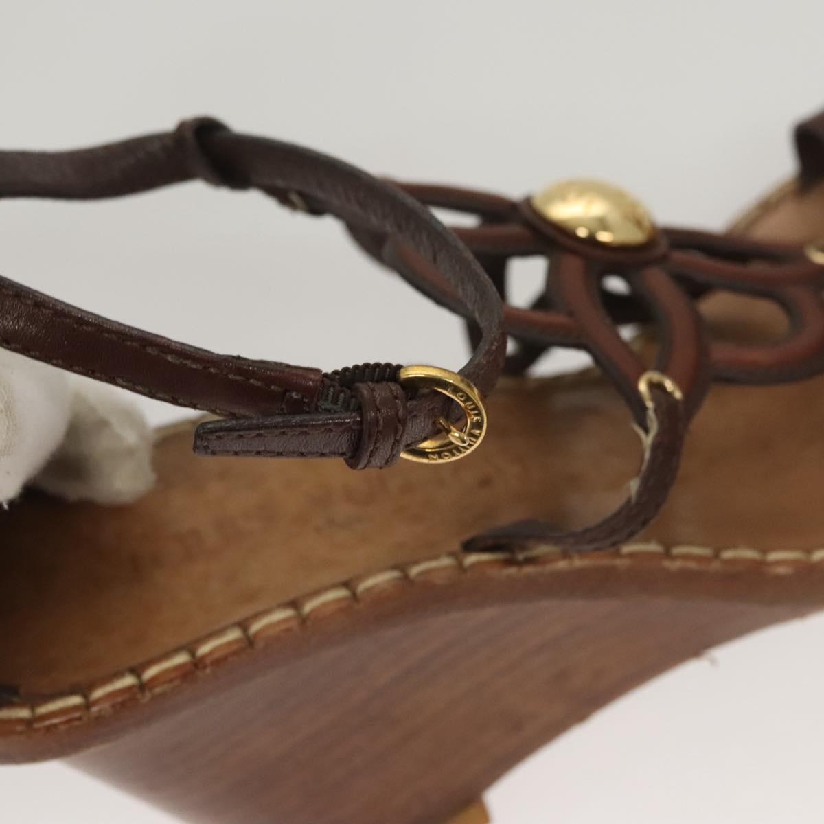 LOUIS VUITTON Pumps Leather Brown LV Auth bs25696