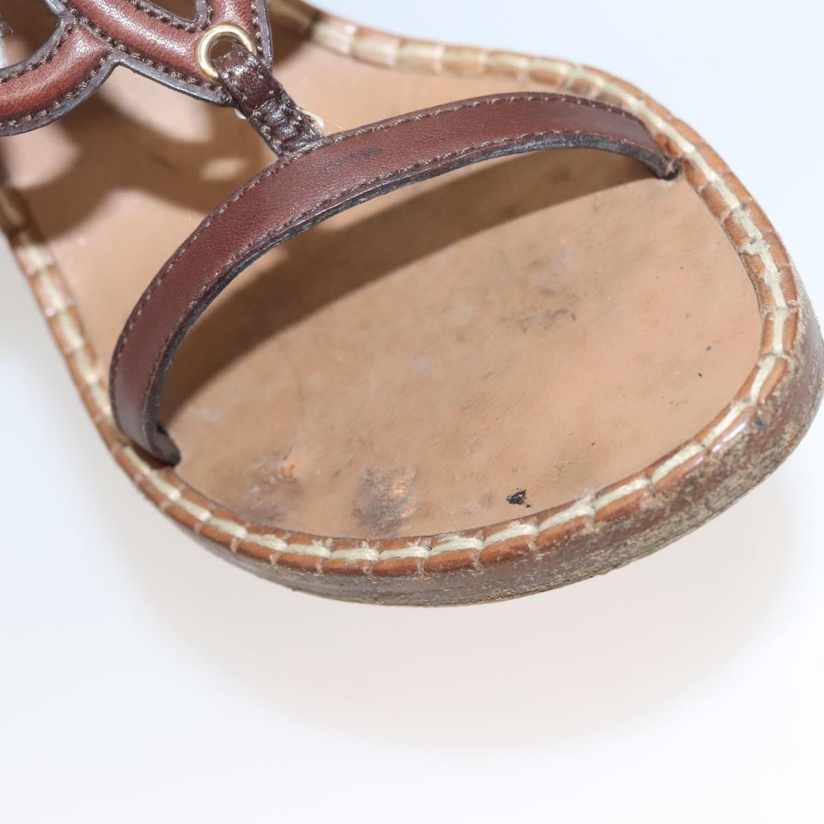 LOUIS VUITTON Pumps Leather Brown LV Auth bs25696