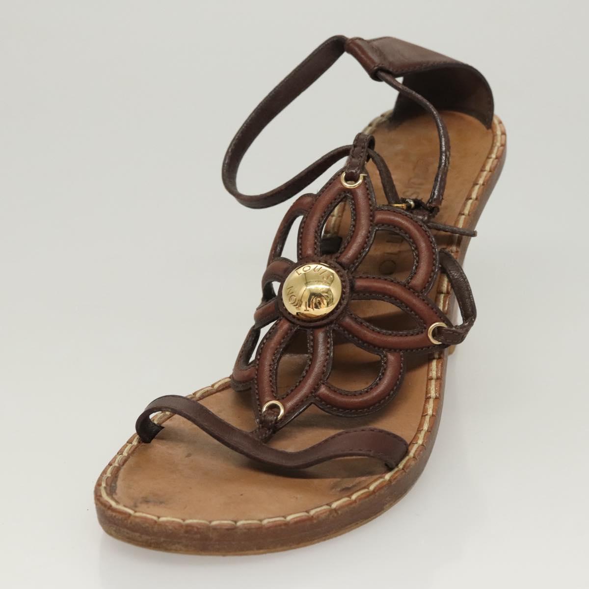 LOUIS VUITTON Pumps Leather Brown LV Auth bs25696