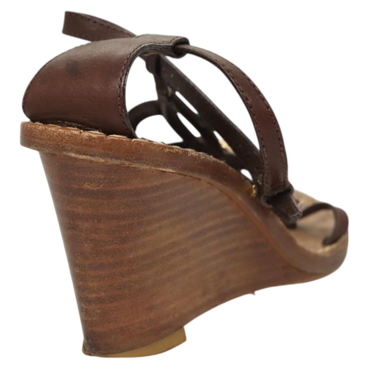 LOUIS VUITTON Pumps Leather Brown LV Auth bs25696