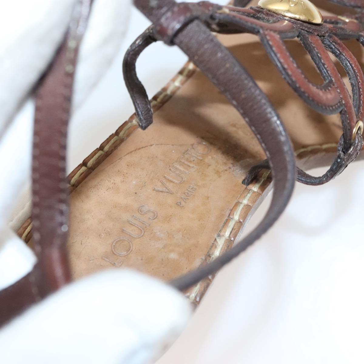 LOUIS VUITTON Pumps Leather Brown LV Auth bs25696