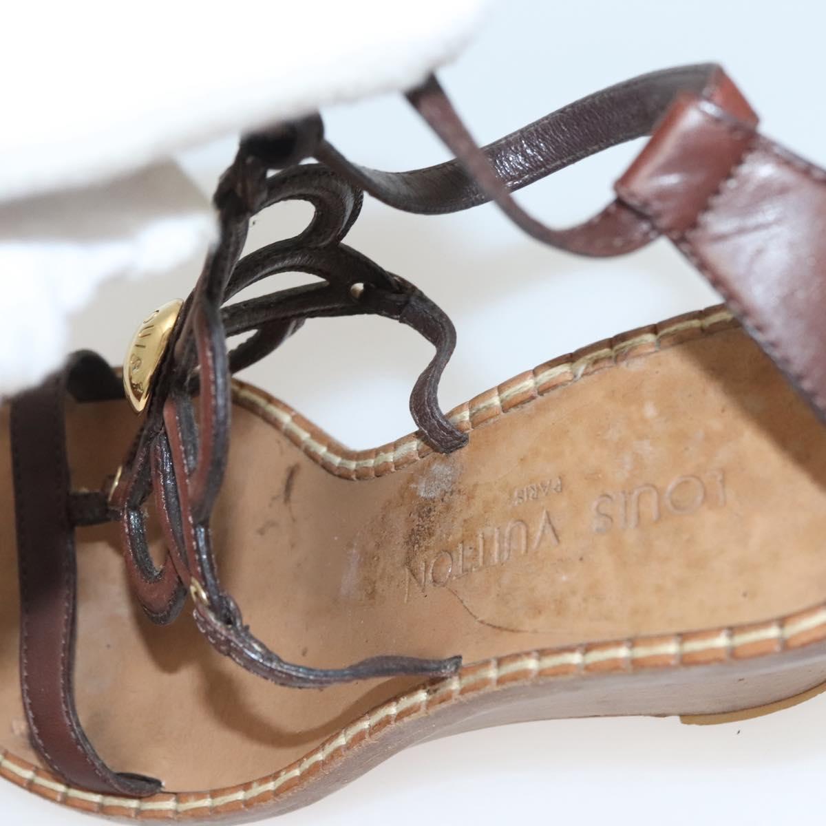LOUIS VUITTON Pumps Leather Brown LV Auth bs25696