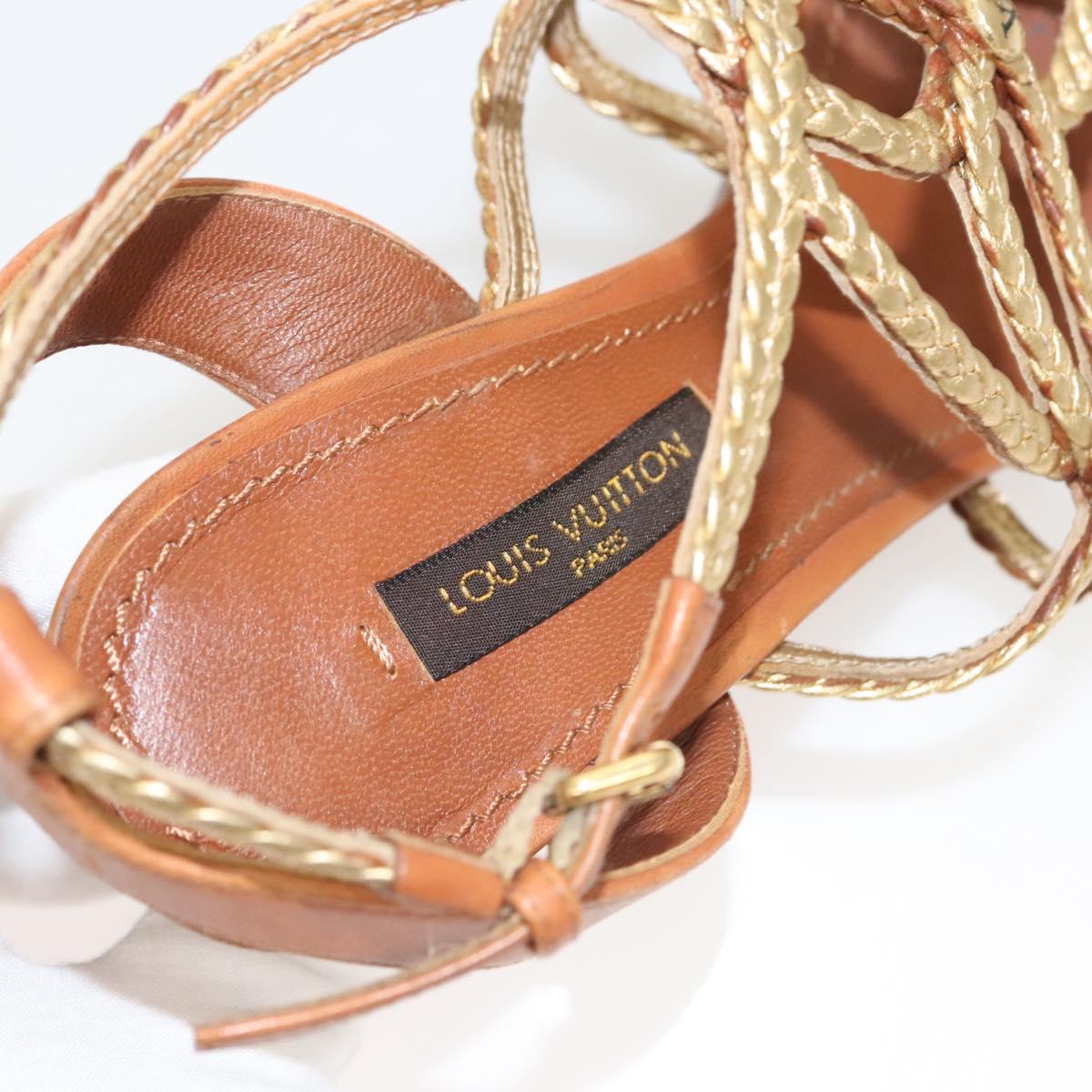 LOUIS VUITTON Pumps Leather Brown LV Auth bs25697