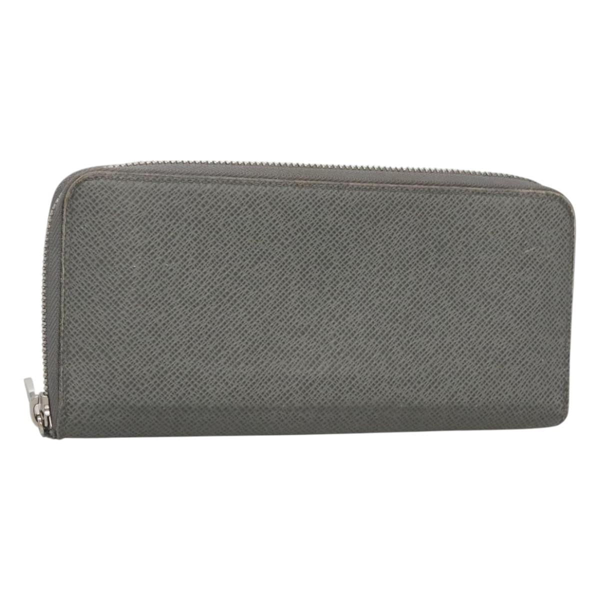 LOUIS VUITTON Taiga Zippy Wallet Vertical Gray Gracie M32601 LV Auth bs25700