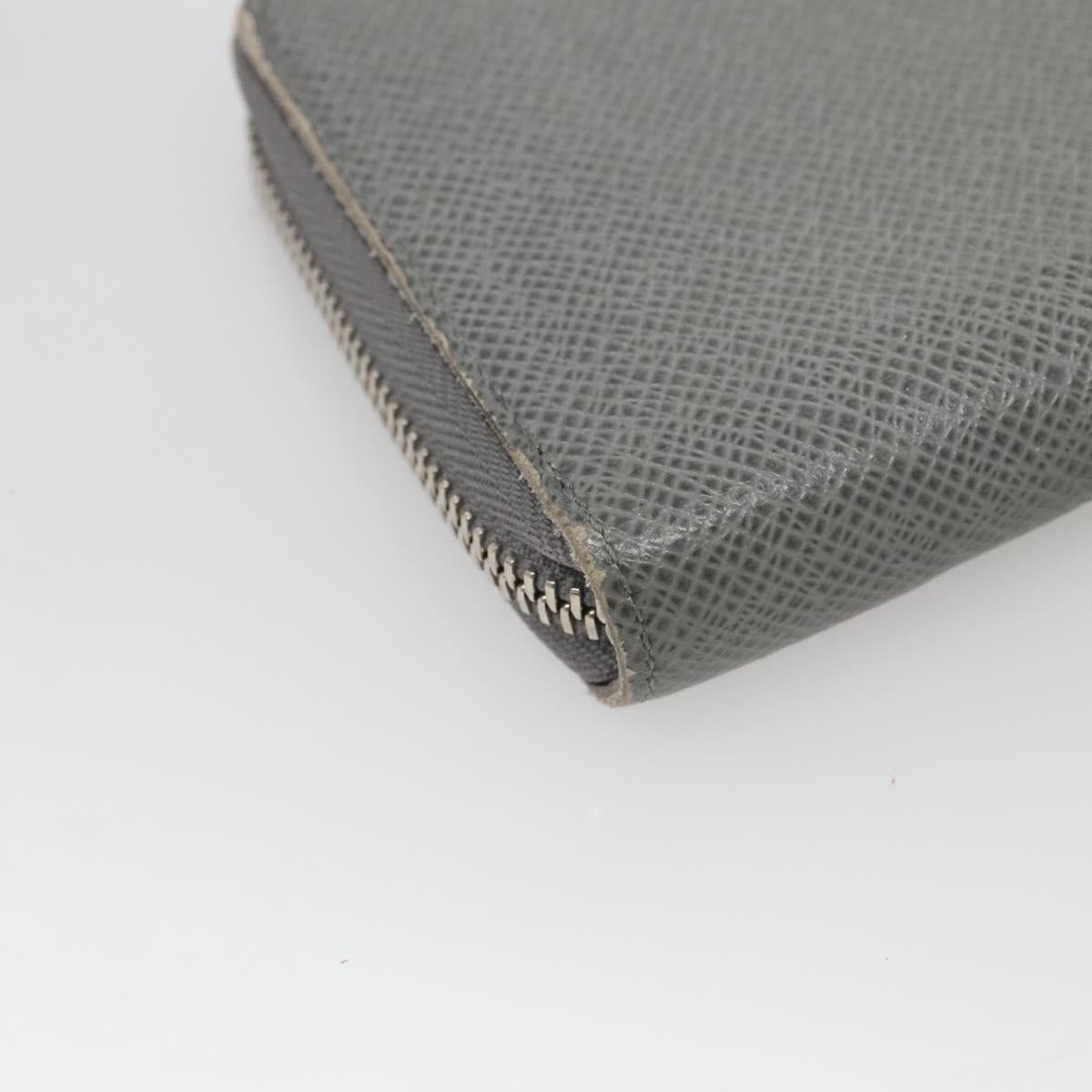 LOUIS VUITTON Taiga Zippy Wallet Vertical Gray Gracie M32601 LV Auth bs25700
