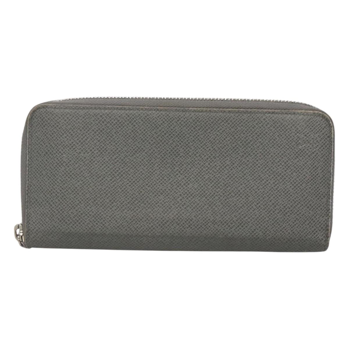 LOUIS VUITTON Taiga Zippy Wallet Vertical Gray Gracie M32601 LV Auth bs25700