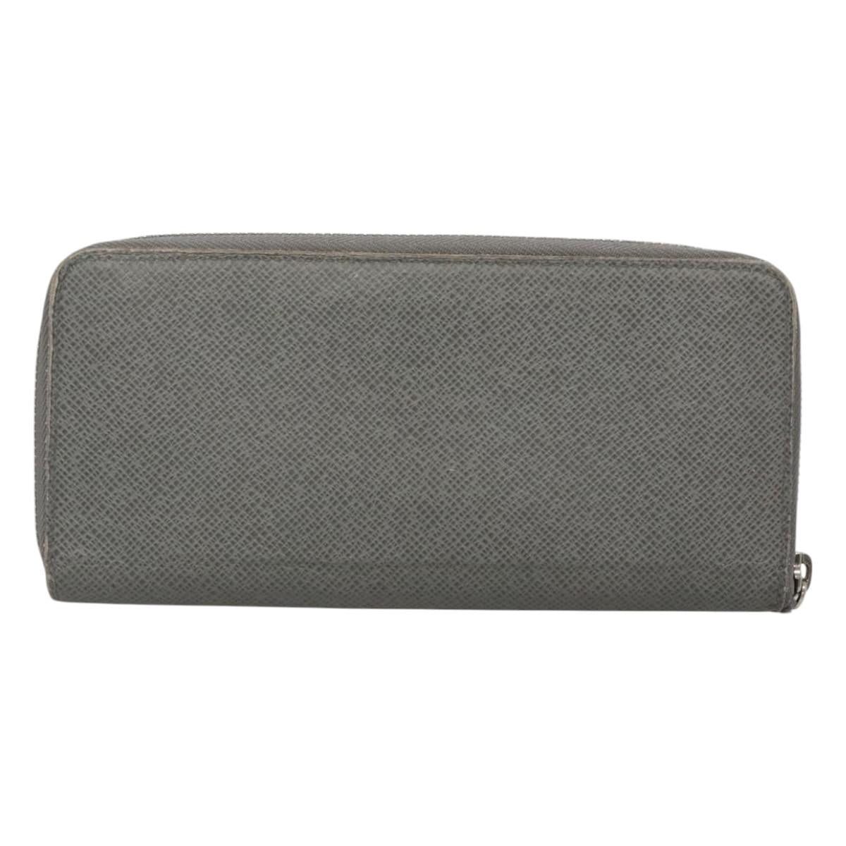 LOUIS VUITTON Taiga Zippy Wallet Vertical Gray Gracie M32601 LV Auth bs25700