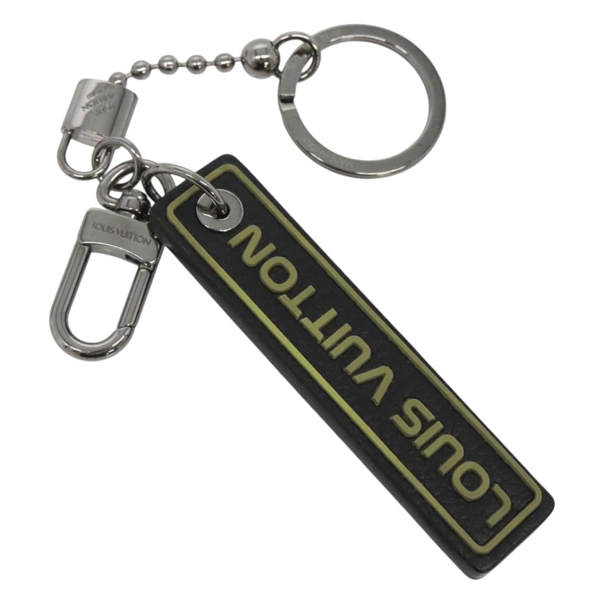 LOUIS VUITTON Porte Cles Tab Key Ring Leather Black MP2211 LV Auth bs25709