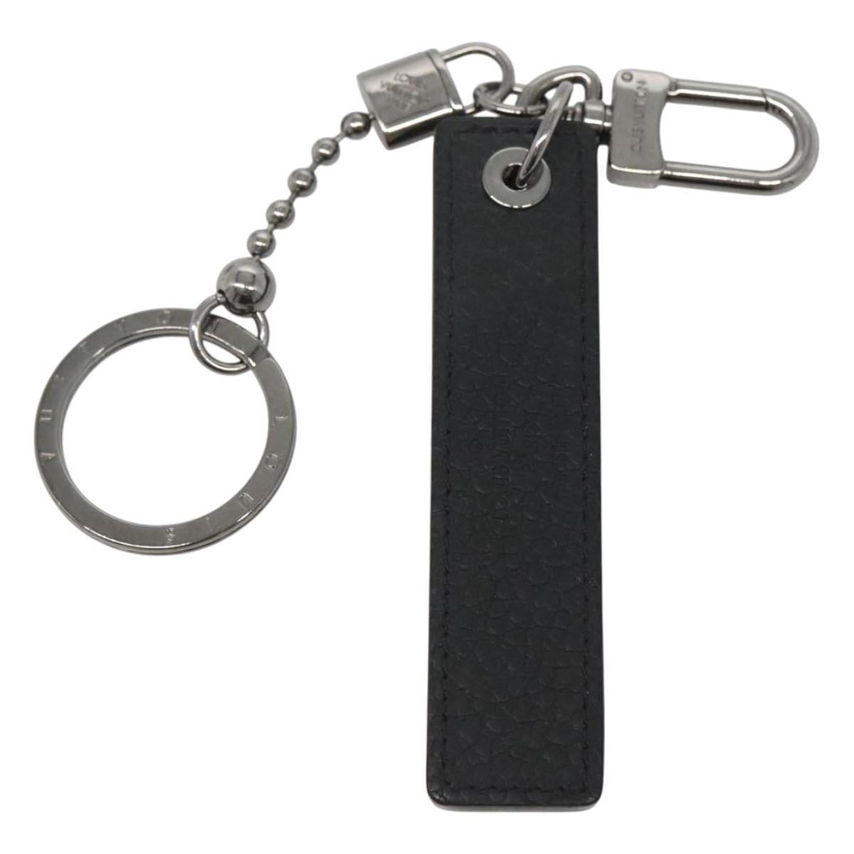 LOUIS VUITTON Porte Cles Tab Key Ring Leather Black MP2211 LV Auth bs25709