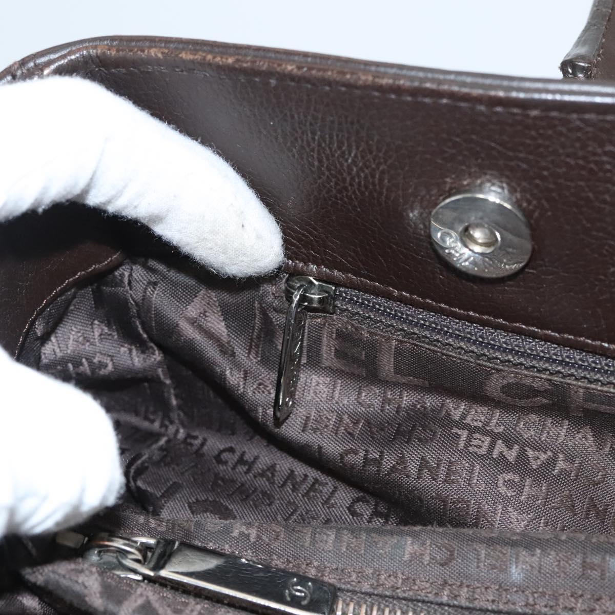 CHANEL Shoulder Bag Caviar Skin Brown CC Auth bs25719