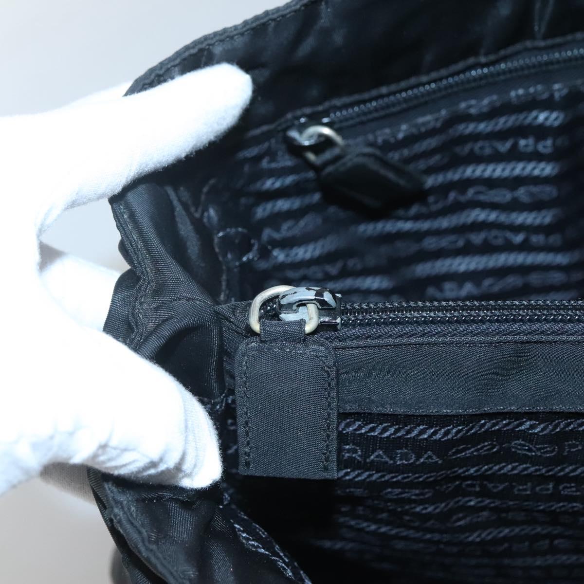 PRADA Shoulder Bag Nylon Black Silver Auth bs25727