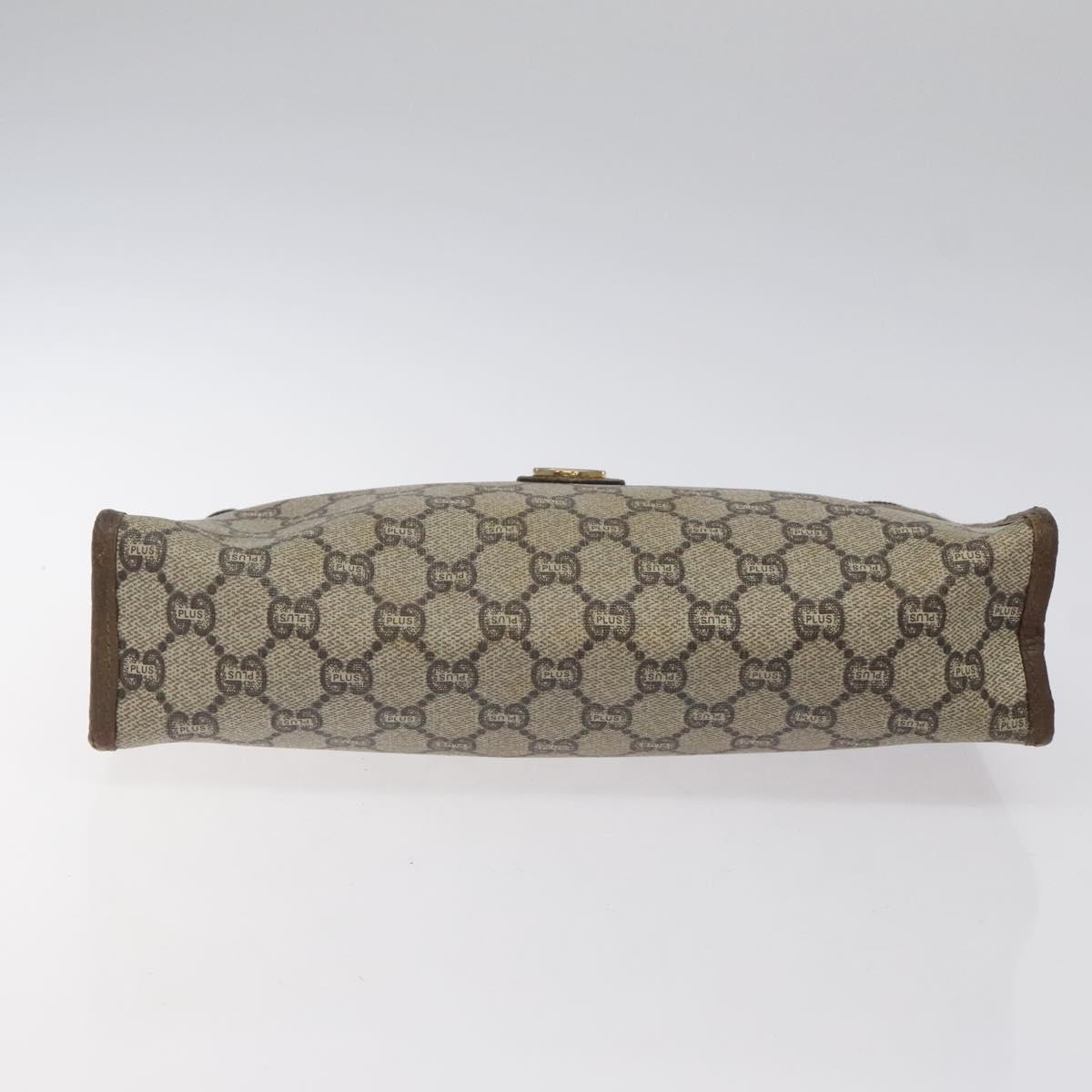 GUCCI GG Plus Supreme Clutch Bag PVC Leather Beige Auth bs25739